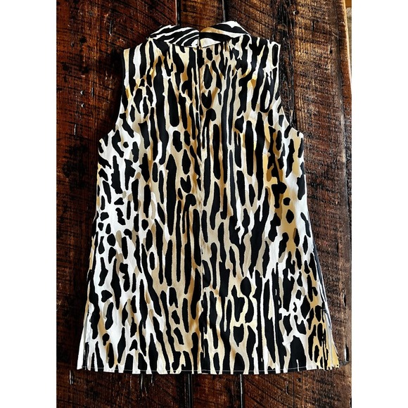 St. John Couture Sleeveless Silk Margay Cat Animal Print High Neck Top T… - Picture 11 of 14